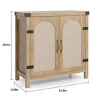 Madia credenza in rattan color legno nero / legno con contenitore – 2 ante, unità singola