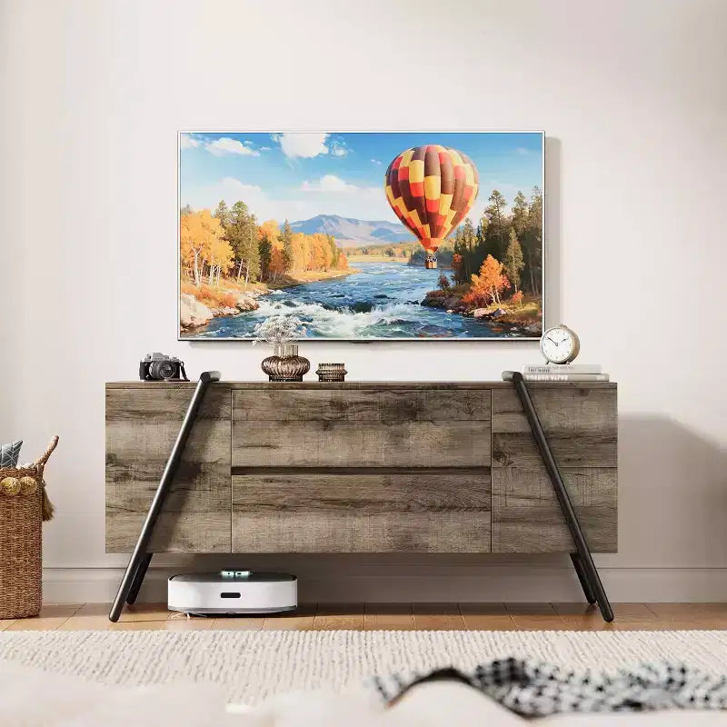 Mobile TV Rovere/Marrone con gambe in metallo a U, adatto a TV da 47"–55"