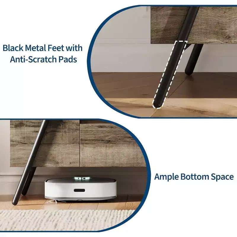 Mobile TV Rovere/Marrone con gambe in metallo a U, adatto a TV da 47"–55"