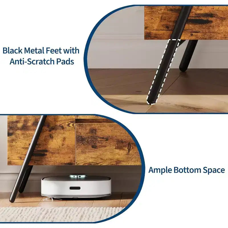 Mobile TV Rovere/Marrone con gambe in metallo a U, adatto a TV da 47"–55"