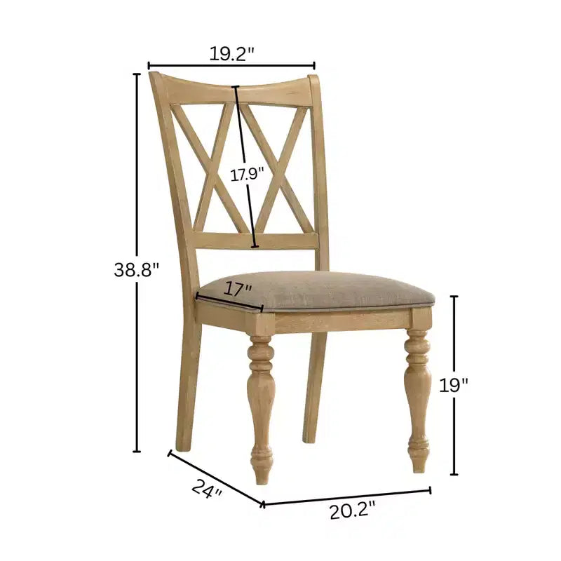 Sedie da pranzo con schienale a croce in rovere chiaro e beige, set da 2