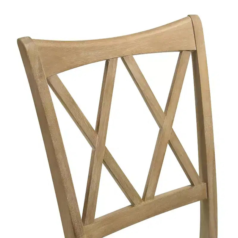 Sedie da pranzo con schienale a croce in rovere chiaro e beige, set da 2
