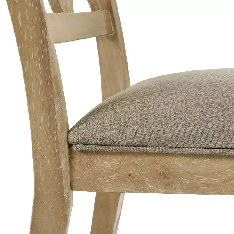 Sedie da pranzo con schienale a croce in rovere chiaro e beige, set da 2