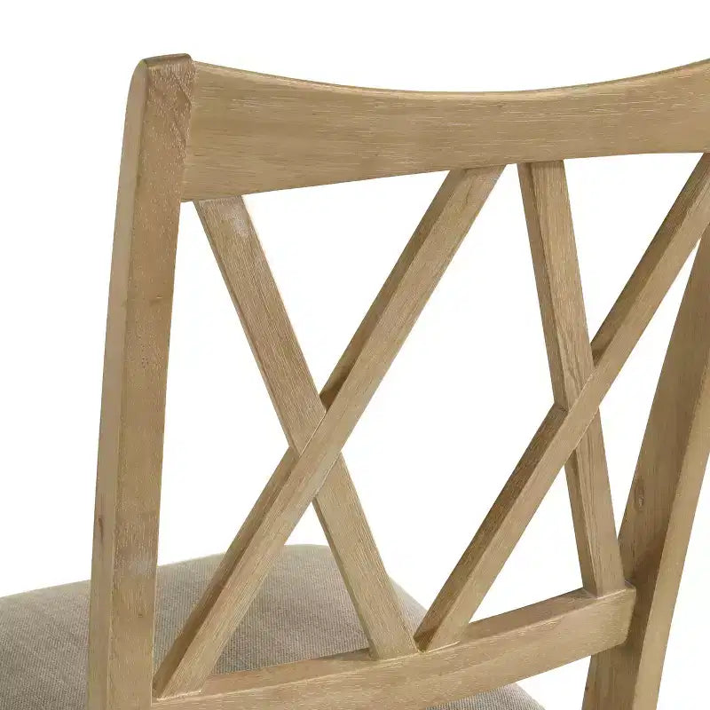 Sedie da pranzo con schienale a croce in rovere chiaro e beige, set da 2