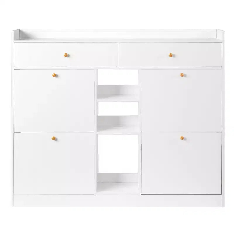 Karl Home 4 Flip Drawers and 2 Sorage Drawers White Particle Board 50.39in. W Shoe Cabinets