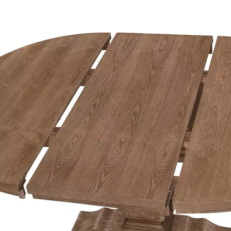 Set da pranzo rotondo allungabile da 5 pezzi color beige/avorio, frassino chiaro, 4 posti a sedere