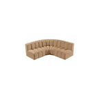 Divano modulare curvo in velluto marrone/cammello, 1 posto
