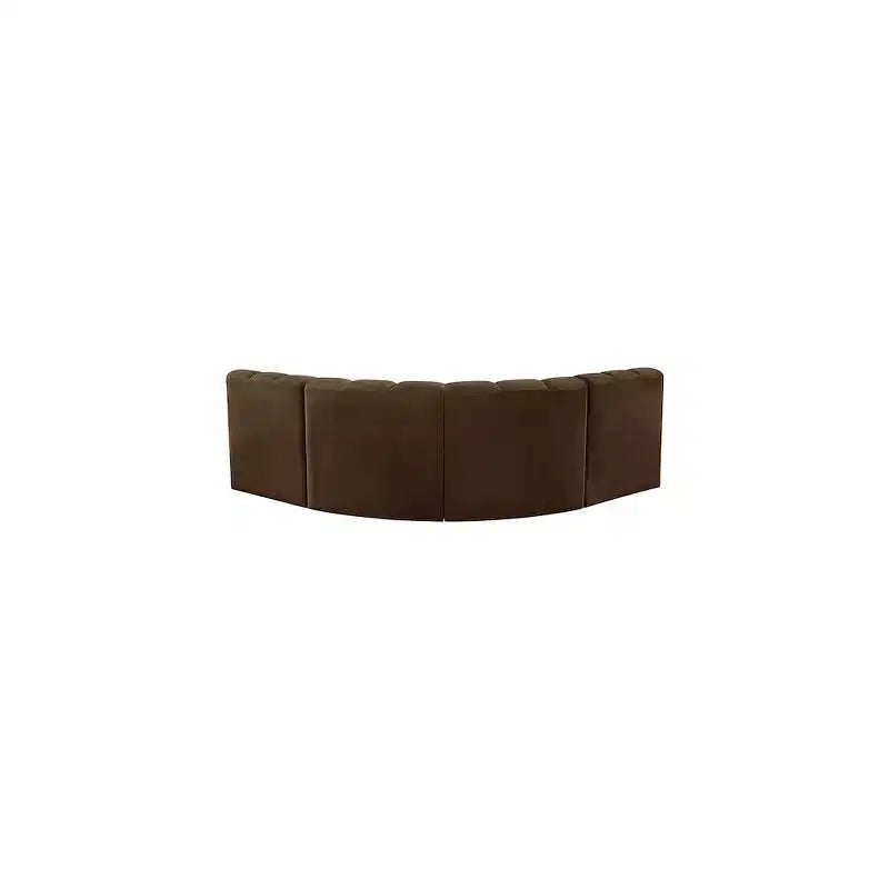 Divano modulare curvo in velluto marrone/cammello, 1 posto