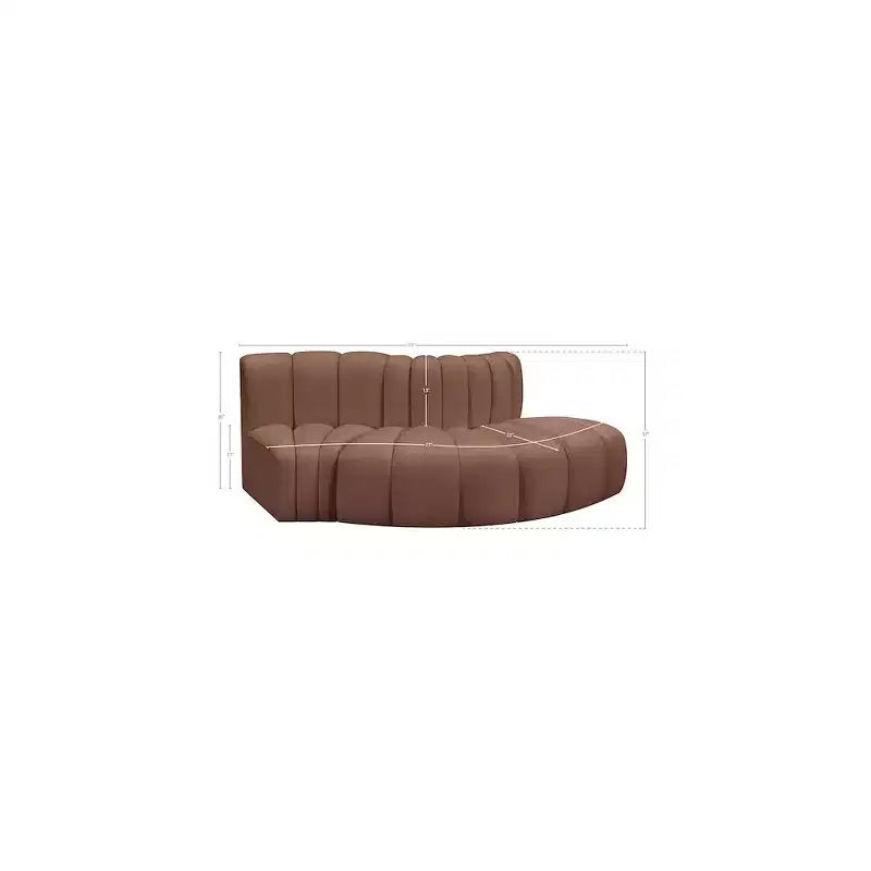 Divano modulare con trapuntatura a canale in similpelle color Cognac, 1 posto
