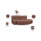 Divano modulare con trapuntatura a canale in similpelle color Cognac, 1 posto