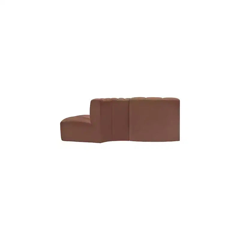 Divano modulare con trapuntatura a canale in similpelle color Cognac, 1 posto