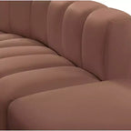 Divano modulare con trapuntatura a canale in similpelle color Cognac, 1 posto