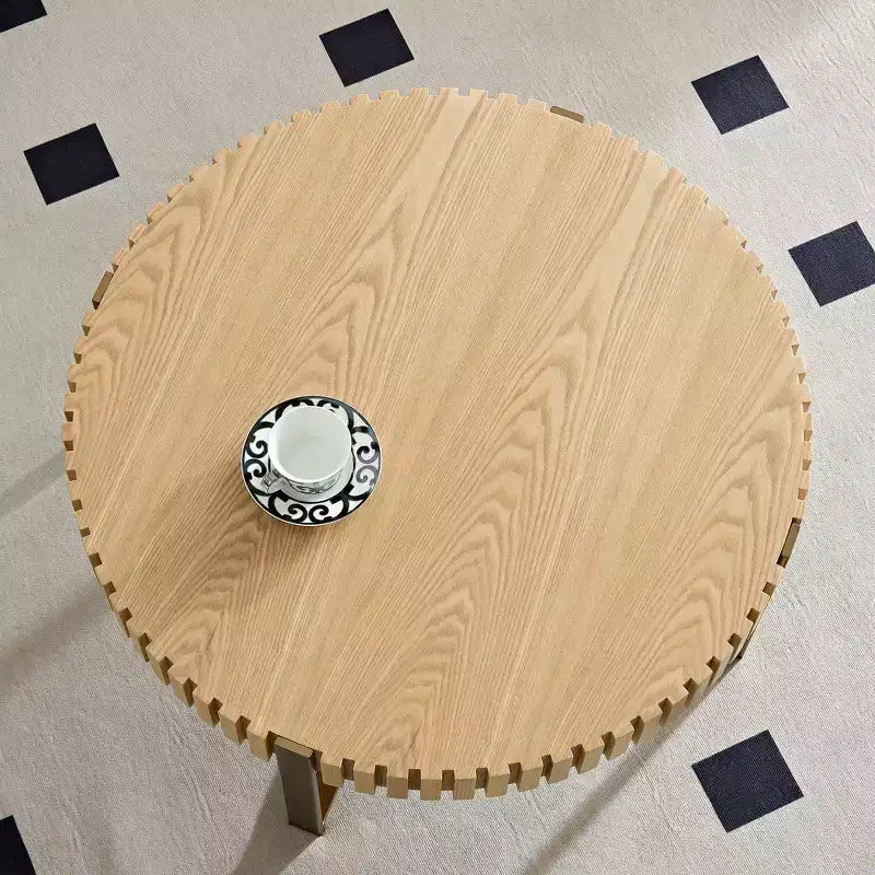 Tavolino rotondo beige, base incrociata, 80 cm, monouso
