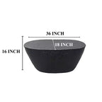 Tavolino da caffè in alluminio martellato nero, forma irregolare, 36"L × 18"P × 16"H