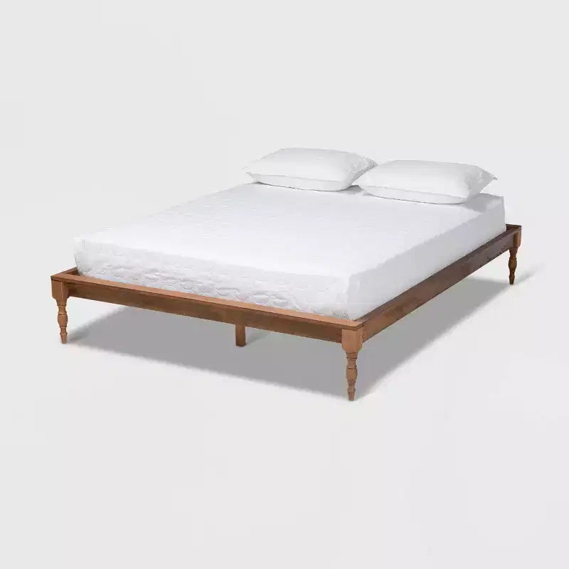 Romy Wood Bed Frame Ash Walnut - Baxton Studio