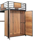 Letto a soppalco singolo con scrivania a L e armadio – Grigio, 1 persona