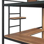 Letto a soppalco singolo con scrivania a L e armadio – Grigio, 1 persona