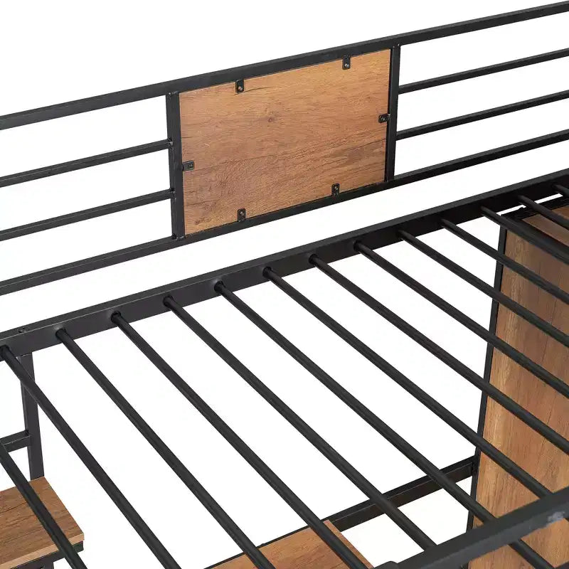 Letto a soppalco singolo con scrivania a L e armadio – Grigio, 1 persona
