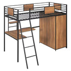 Letto a soppalco singolo con scrivania a L e armadio – Grigio, 1 persona